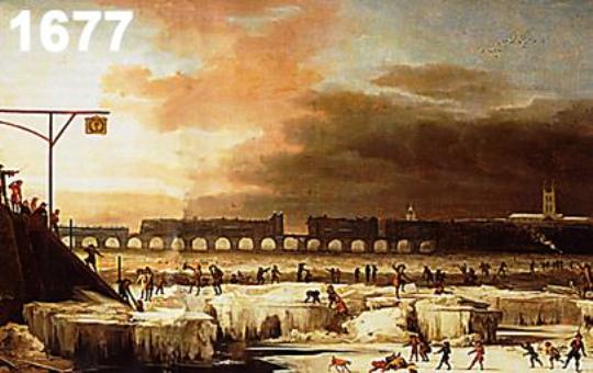 The frozen Thames, A. Hondius 1677 London Museum 
      540 x 340 Pixel