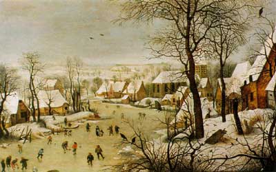 Winterlandschaft des holl&auml;ndischen Malers Pieter Bruegel 
      des &Auml;lteren (1525-1569) aus dem Jahr 1565
      400 x 250 Pixel